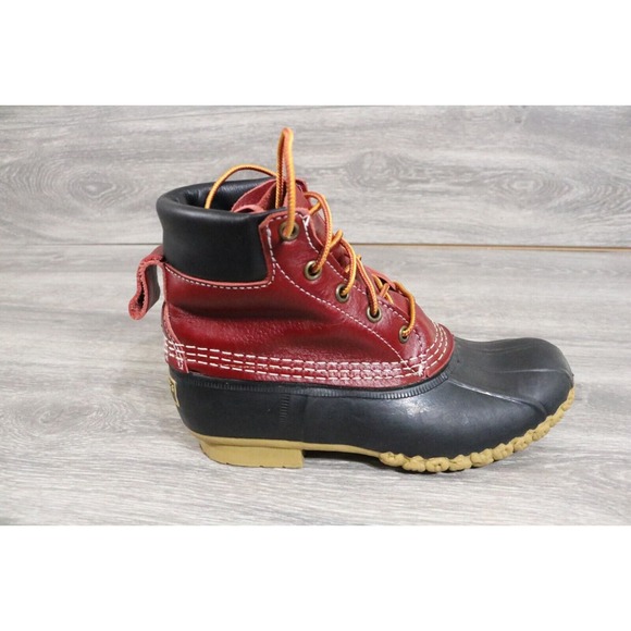 SIZE 6m Womens LL Bean Boots 6" Red Burgundy Duck Boots Limited Edition - Picture 4 of 9